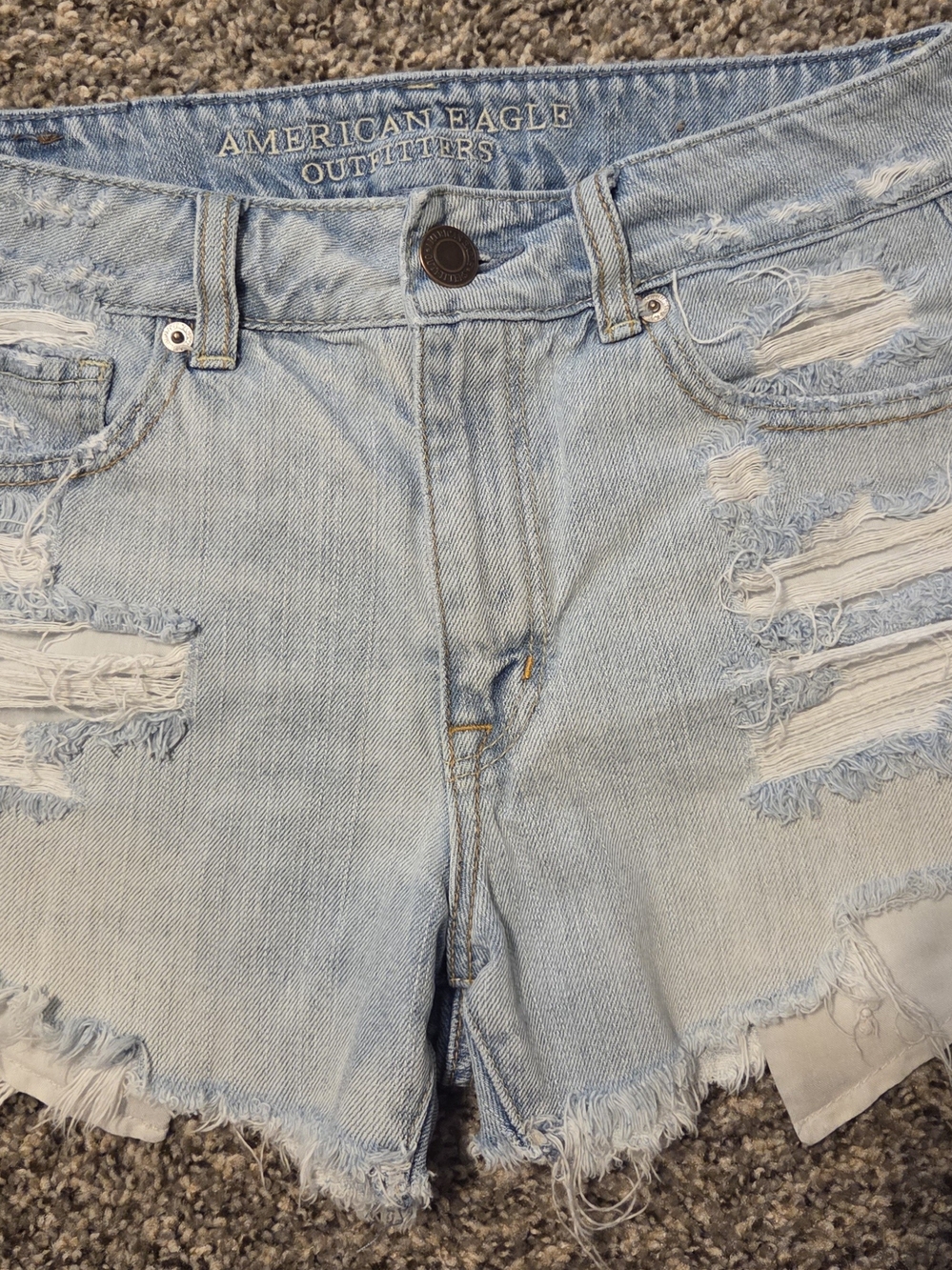 American Eagle Light Blue Distressed Men’s Denim Shorts